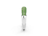 White gold Three-Row Pavé Round Peridot Dome Band_8