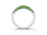 White gold Three-Row Pavé Round Peridot Dome Band_9