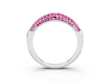 White gold Three-Row Pavé Round Pink Sapphire Dome Band_21