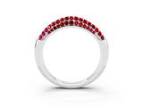 White gold Three-Row Pavé Round Ruby Dome Band_9
