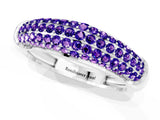 White gold Three-Row Pavé Round Tanzanite Dome Band_7
