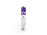 White gold Three-Row Pavé Round Tanzanite Dome Band_8