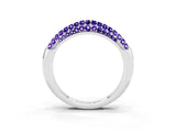White gold Three-Row Pavé Round Tanzanite Dome Band_9