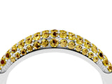 White gold Three-Row Pavé Round Yellow Sapphire Dome Band_22