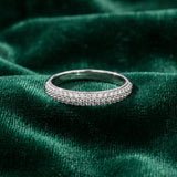 White gold Three-Row Pave Round Diamond Eternity Band with Shared Prong Setting_49