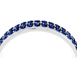 White gold Three-Row Round Blue Sapphire Eternity Band with Shared Prong Setting_10