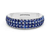 White gold Three-Row Round Blue Sapphire Eternity Band with Shared Prong Setting_6
