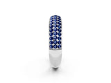 White gold Three-Row Round Blue Sapphire Eternity Band with Shared Prong Setting_8