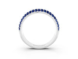 White gold Three-Row Round Blue Sapphire Eternity Band with Shared Prong Setting_9