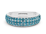 White gold Three-Row Round Blue Topaz Eternity Band with Shared Prong Setting_6