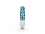 White gold Three-Row Round Blue Topaz Eternity Band with Shared Prong Setting_8