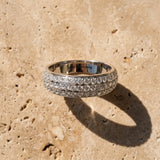 White gold Three-Row Round Diamond Eternity Band with Shared Prong Setting_132