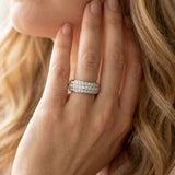 White gold Three-Row Round Diamond Eternity Band with Shared Prong Setting_138