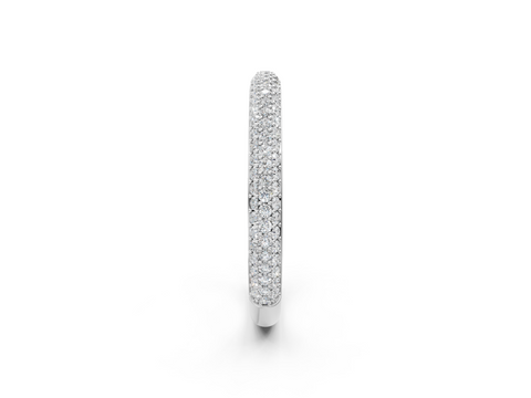 Silver Three-Row Round Diamond Pavé Eternity Band
