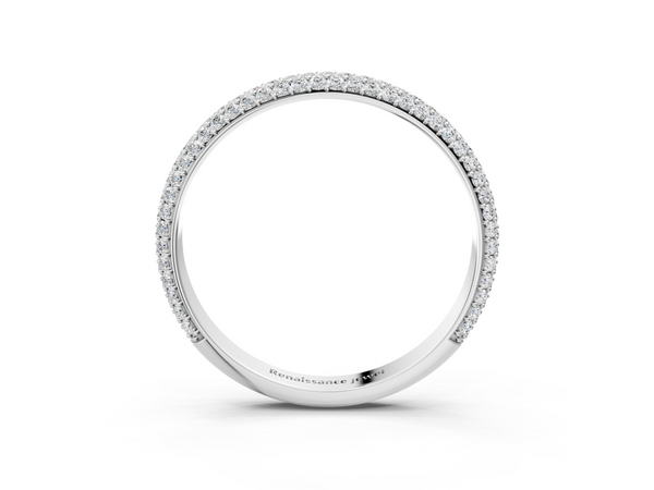 Silver Three-Row Round Diamond Pavé Eternity Band