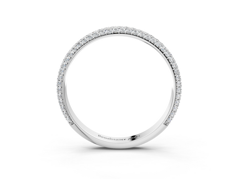 Silver Three-Row Round Diamond Pavé Eternity Band