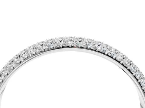 Silver Three-Row Round Diamond Pavé Eternity Band