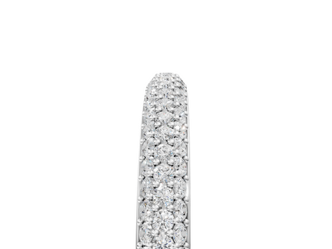 Silver Three-Row Round Diamond Pavé Eternity Band