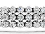 White gold Three-Row Round Diamond Tennis Bracelet with Bezel Setting_3