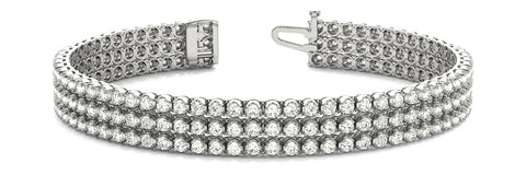 White gold Three-Row Round Diamond Tennis Bracelet with Bezel Setting