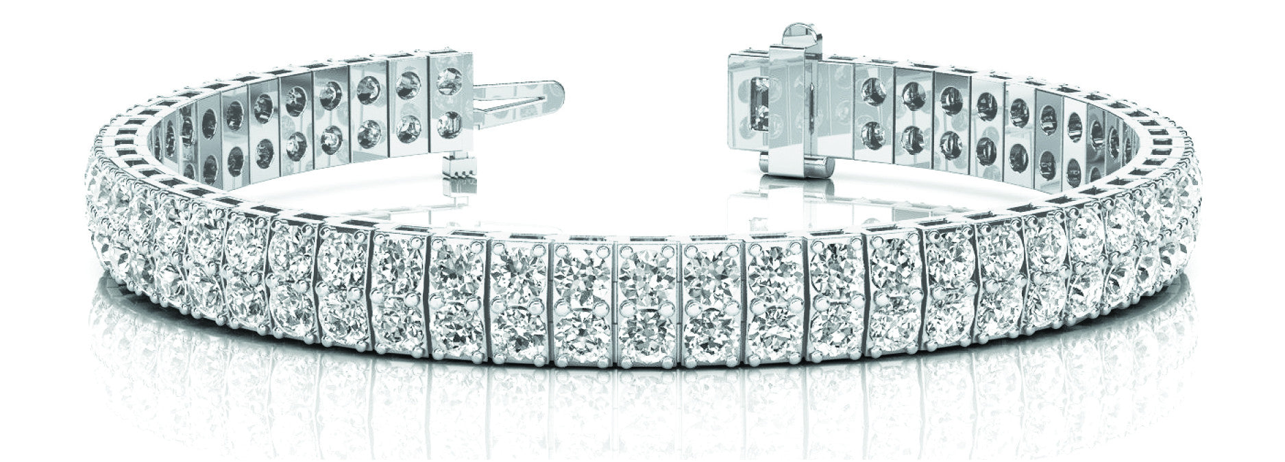 White gold Three-Row Round Diamond Tennis Bracelet with Prong Setting