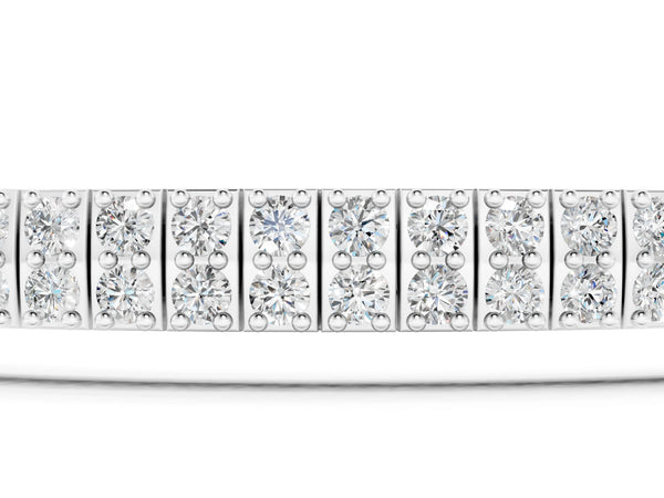Silver Three-Row Round Diamond Tennis Bracelet with Prong Setting