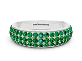 White gold Three-Row Round Emerald Eternity Band with Shared Prong Setting_6