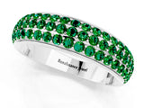 White gold Three-Row Round Emerald Eternity Band with Shared Prong Setting_7