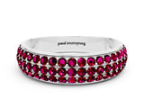 White gold Three-Row Round Garnet Eternity Band with Shared Prong Setting_6