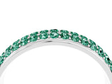 White gold Three-Row Round Green Sapphire Eternity Band with Shared Prong Setting_10