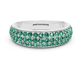 White gold Three-Row Round Green Sapphire Eternity Band with Shared Prong Setting_6