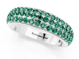 White gold Three-Row Round Green Sapphire Eternity Band with Shared Prong Setting_7
