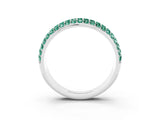 White gold Three-Row Round Green Sapphire Eternity Band with Shared Prong Setting_9