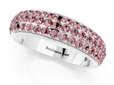 White gold Three-Row Round Morganite Eternity Band with Shared Prong Setting_7