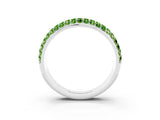 White gold Three-Row Round Peridot Eternity Band with Shared Prong Setting_9