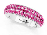 White gold Three-Row Round Pink Sapphire Eternity Band with Shared Prong Setting_19