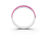 White gold Three-Row Round Pink Sapphire Eternity Band with Shared Prong Setting_21