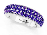 White gold Three-Row Round Tanzanite Eternity Band with Shared Prong Setting_7