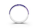 White gold Three-Row Round Tanzanite Eternity Band with Shared Prong Setting_9