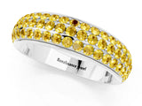 White gold Three-Row Round Yellow Sapphire Eternity Band with Shared Prong Setting_19