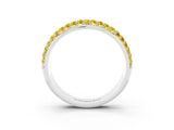 White gold Three-Row Round Yellow Sapphire Eternity Band with Shared Prong Setting_21