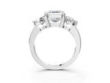 White gold Three-Stone Asscher Brilliant Cut Solitaire Ring with Prong Setting on a Classic Band 5