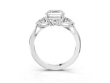White gold Three-Stone Asscher Cut Brilliant Diamond Solitaire Ring with Tapered Band and Four-Prong Setting_16