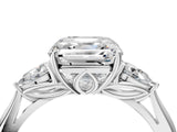 White gold Three-Stone Asscher Cut Brilliant Diamond Solitaire Ring with Tapered Band and Four-Prong Setting_17