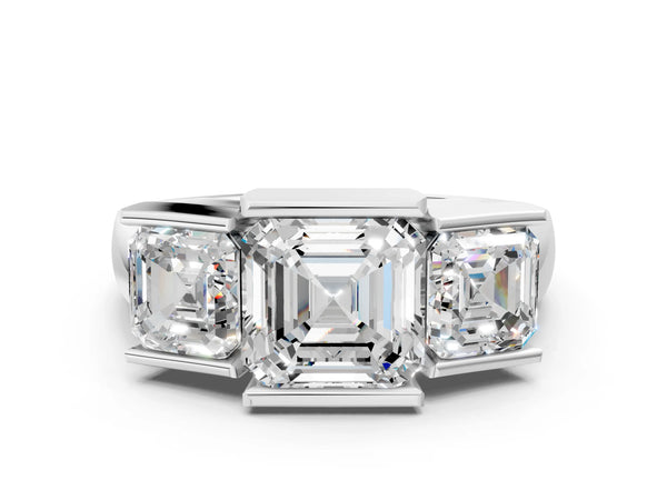 White gold Three Stone Princess Cut Channel Set Diamond Ring