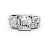 White gold Three Stone Asscher Cut Cut Channel Set Diamond Ring_62