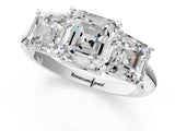 White gold Three-Stone Asscher Cut Cut Diamond Engagement Ring with Prong Setting on a White Gold Band_20