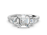 White gold Three-Stone Asscher Cut Cut Diamond Pavé Band with Prong Setting_19