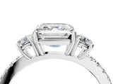 White gold Three-Stone Asscher Cut Cut Diamond Pavé Band with Prong Setting_23