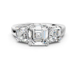 White gold Three-Stone Asscher Cut Cut Diamond Ring with Channel Set Band and Four-Prong Setting_50